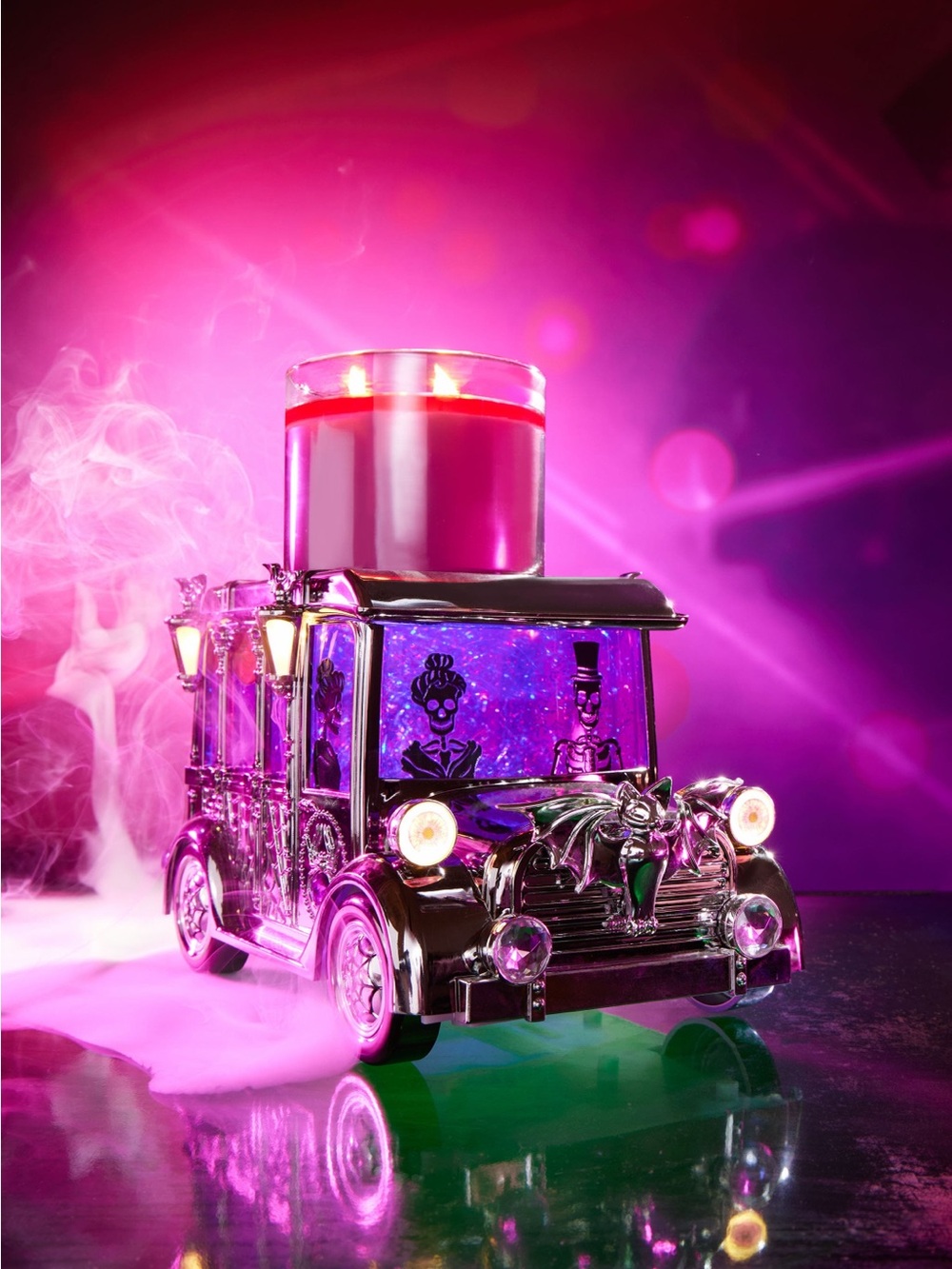 Bath & Body Works Light-up Hearse Waterglobe 3-Wick Candle Holder